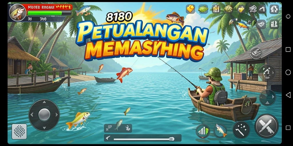 Tampilan gameplay <strong>8180</strong> yang menawan saat memancing di alam terbuka.