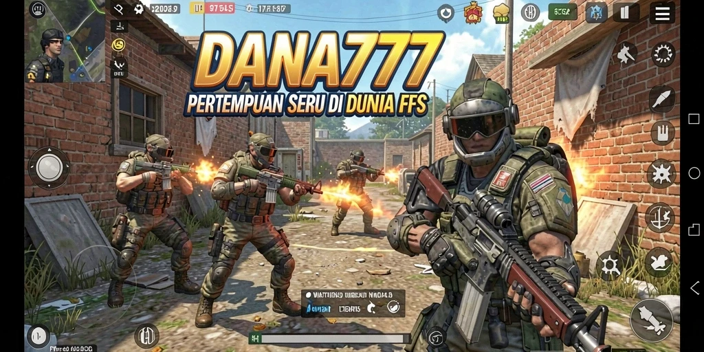 Screenshot utama DANA777 menampilkan aksi pertempuran FPS yang mendebarkan.