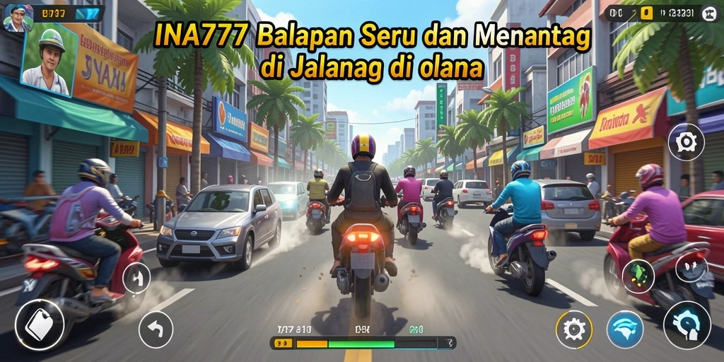 Screenshot utama menampilkan balapan seru di jalanan dengan mobil yang kencang.