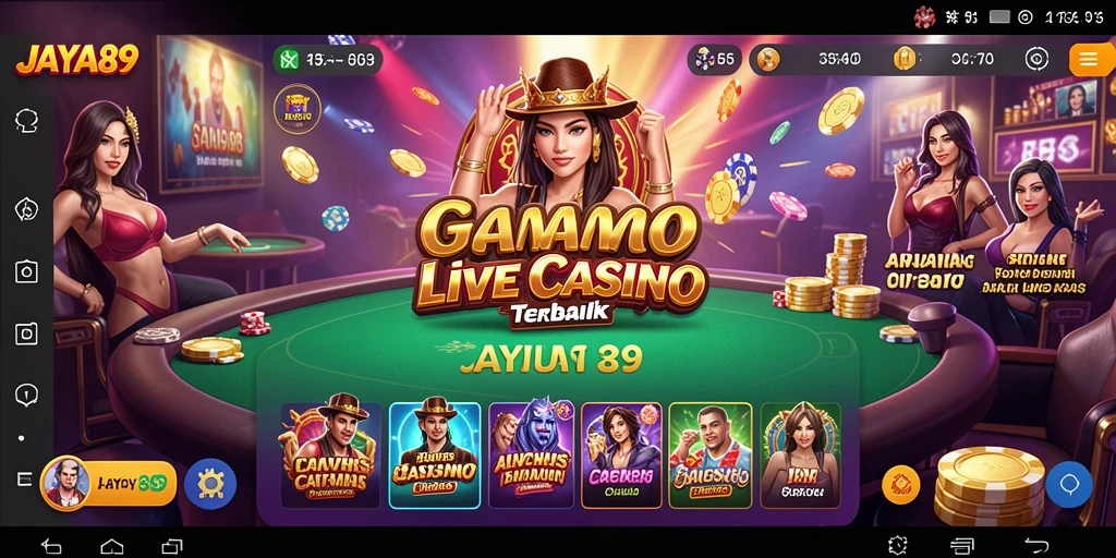 Screenshot JAYA89 menampilkan dealer profesional dalam permainan Live Casino.