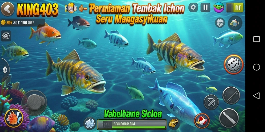 Gameplay KING403 menampilkan pemain menembak ikan di lautan yang menakjubkan.
