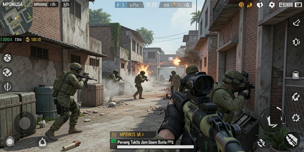 Gameplay seru dan intens di MPONUSA dengan pertarungan FPS.