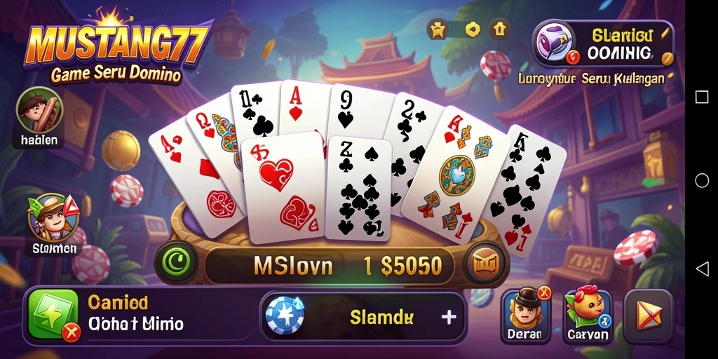 Tampilan gameplay seru dalam permainan Domino MUSTANG77.
