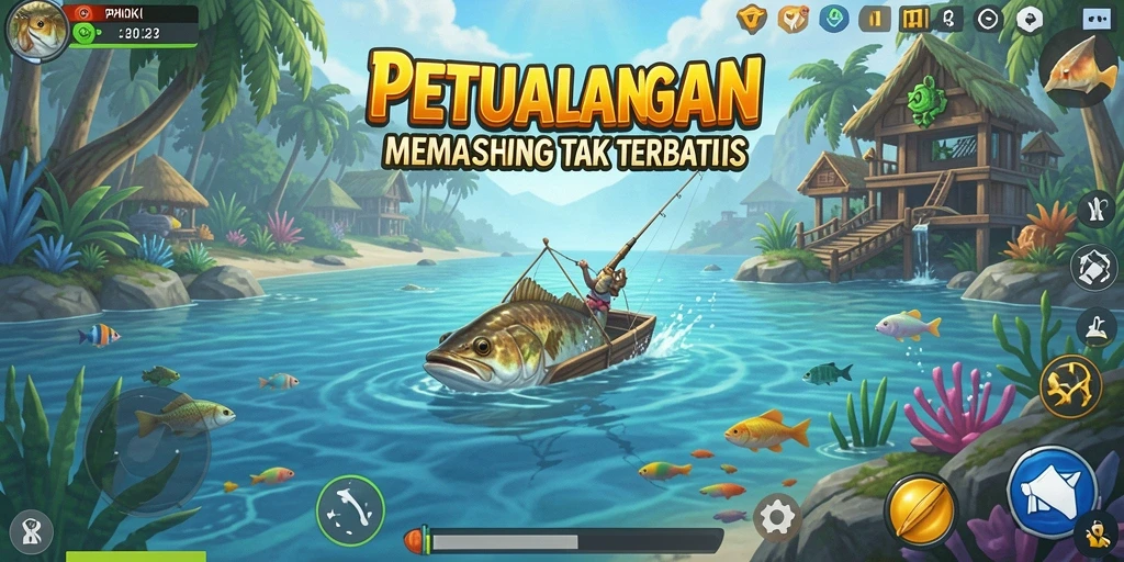 Tangkapan ikan yang spektakuler dalam PPHOKI, memperlihatkan keindahan gameplay memancing.