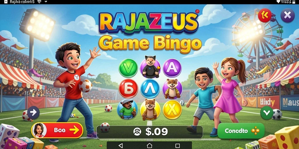 Tampilan gameplay seru di RAJAZEUS dengan suasana Bingo yang menyenangkan.