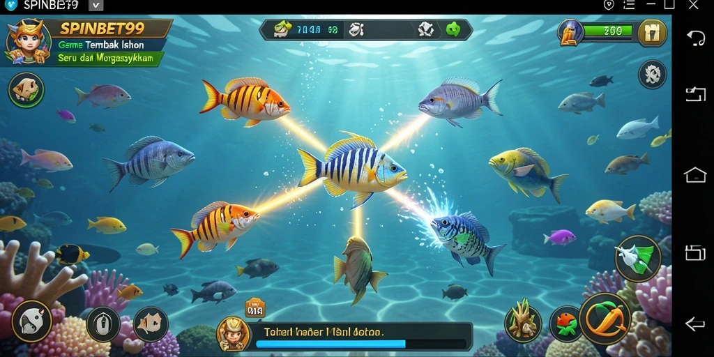 Tampilan gameplay SPINBET99 yang seru saat menangkap ikan.