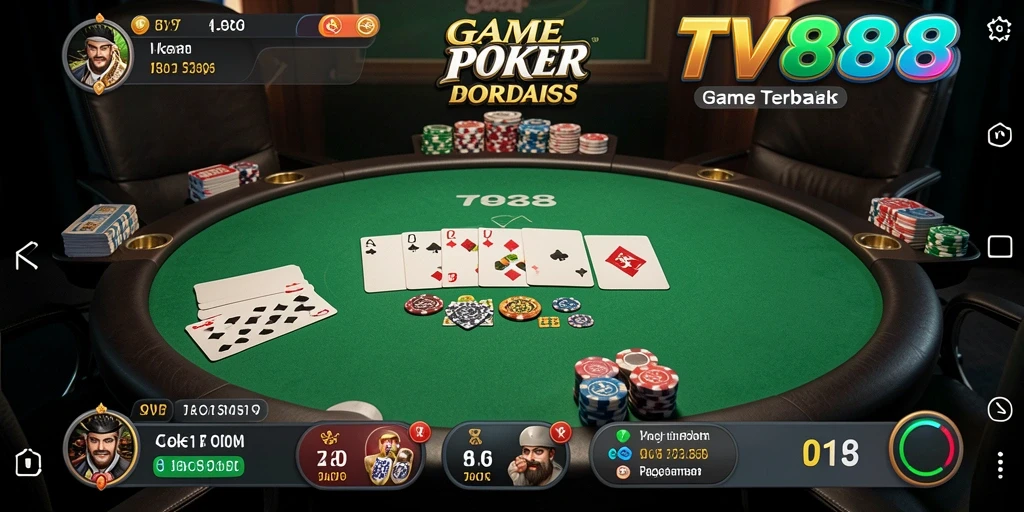 Screenshot yang menampilkan gameplay Poker yang menarik dan kompetitif.